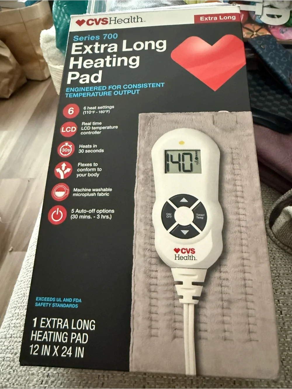 CVS Health Extra Long Heating Pad in Gray - Series 700